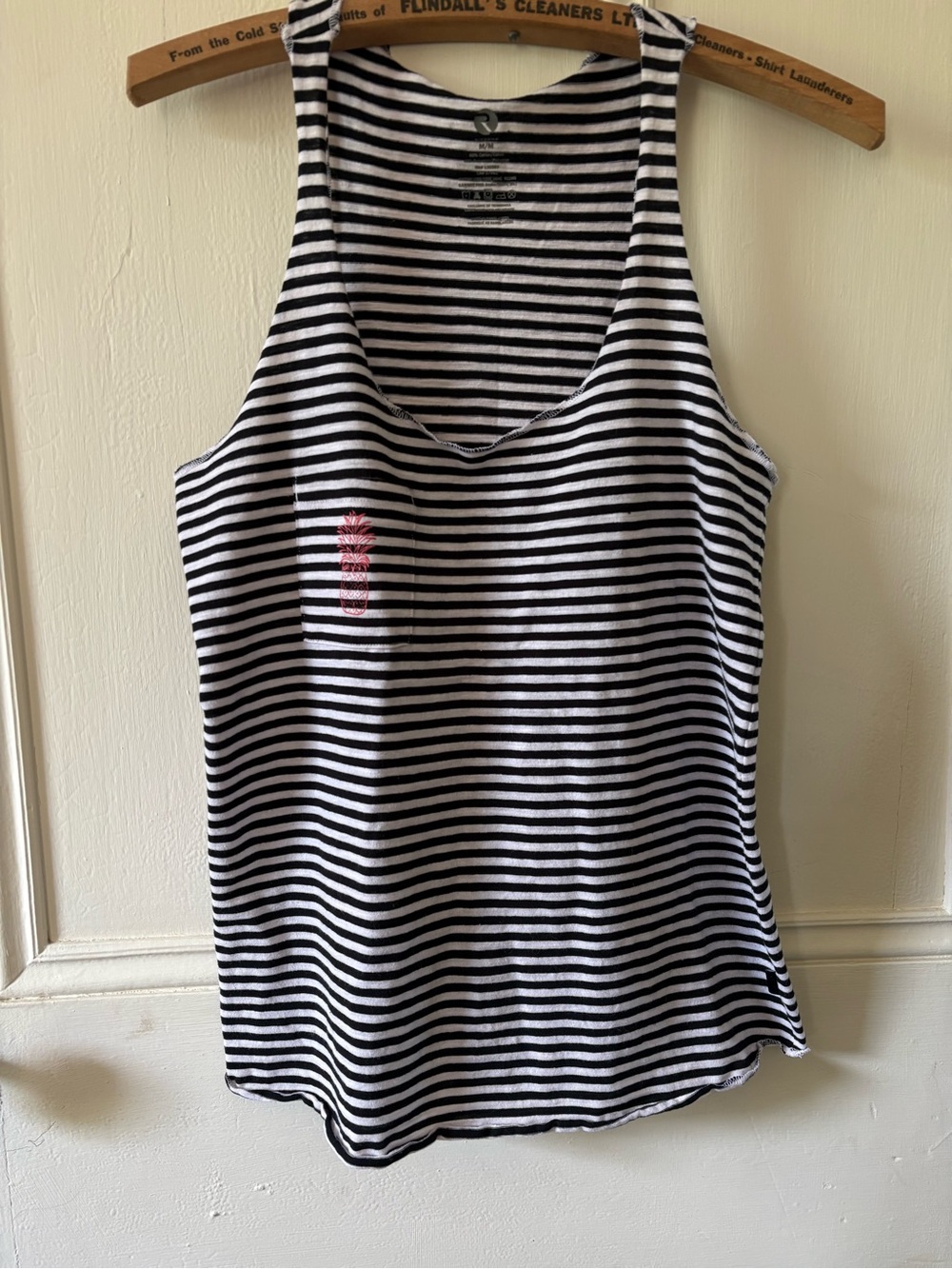 Rip zone Black & White Striped Tank with Pink Pineapple
